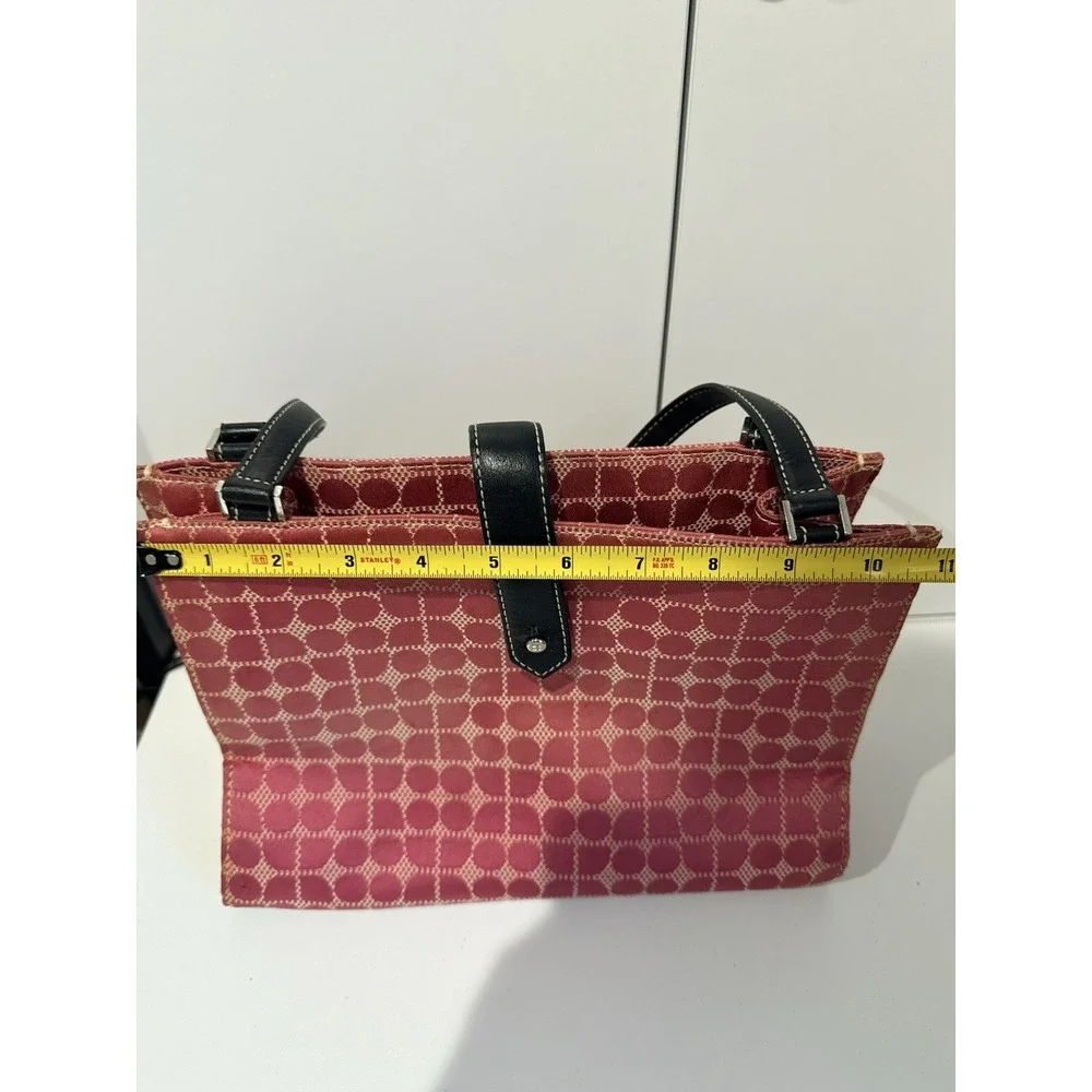Kate Spade Vintage Pink Logo Print Handbag Purse Black Trim‎ 1